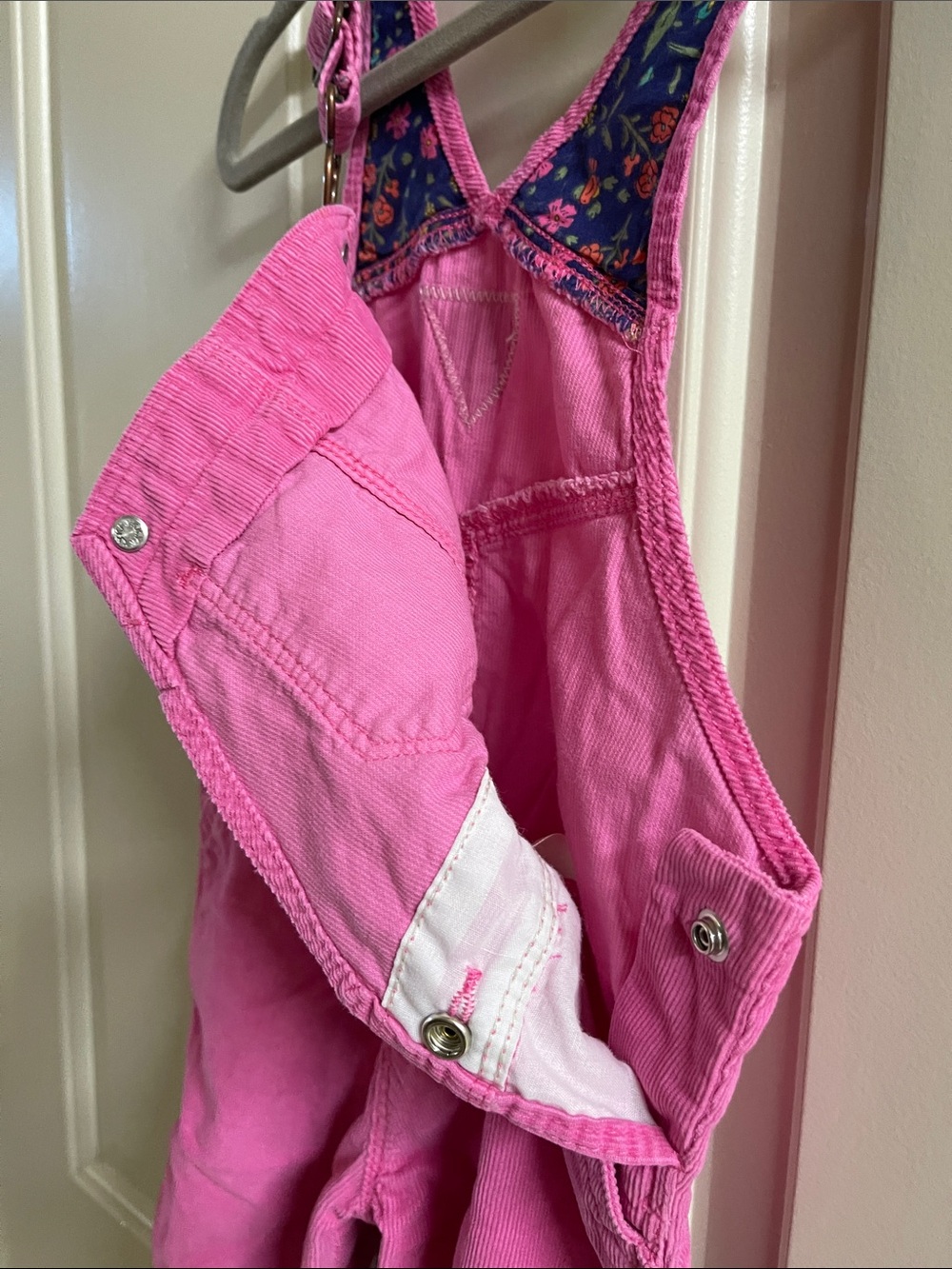 OshKosh B'gosh Hot Pink Corduroy Overalls, and matching Floral Shirt - Picture 12 of 12